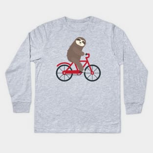 Sloth on a bicycle Kids Long Sleeve T-Shirt